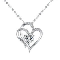 Double Heart Shape Necklace With Rhinestones